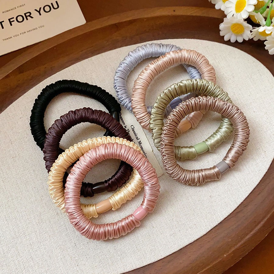 Dây buộc tóc mềm mại retro màu be-pink, phong cách Hàn Quốc, phù hợp hàng ngày