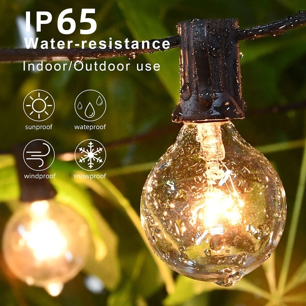 [FreeBulb] Đèn dây năng lượng mặt trời chống nước IP65 LED Lampu Đèn cổ tích ngoài trời 15M / 10M / 7M G40 Bóng đèn sân vườn Giáng sinh Tiệc trang trí đám cưới