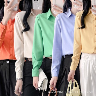 6 màu s-5xl Xanh Mới Trắng Áo Sơ Mi Nữ Tay Dài Đáy Mỏng Phù Hợp Với Chuyên Nghiệp