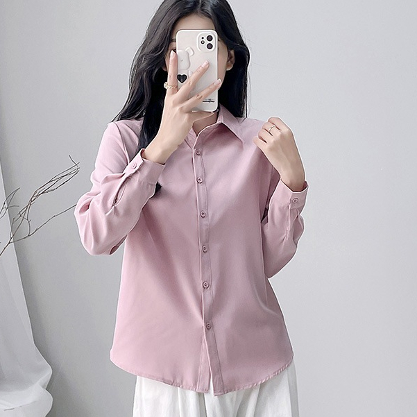 8 màu s-3xl Áo Sơ Mi Trắng Tay Dài Nữ Công Sở Chuyên Nghiệp Nữ Trang Trọng Quần Áo Làm Việc Kích Thước Nhỏ Áo Sơ Mi Nữ