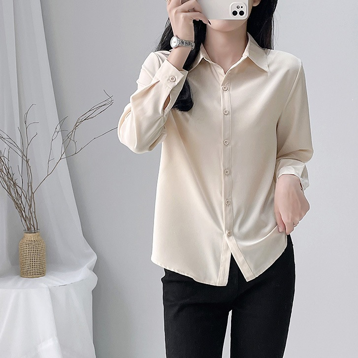 6 màu s-5xl Xanh Mới Trắng Áo Sơ Mi Nữ Tay Dài Đáy Mỏng Phù Hợp Với Chuyên Nghiệp