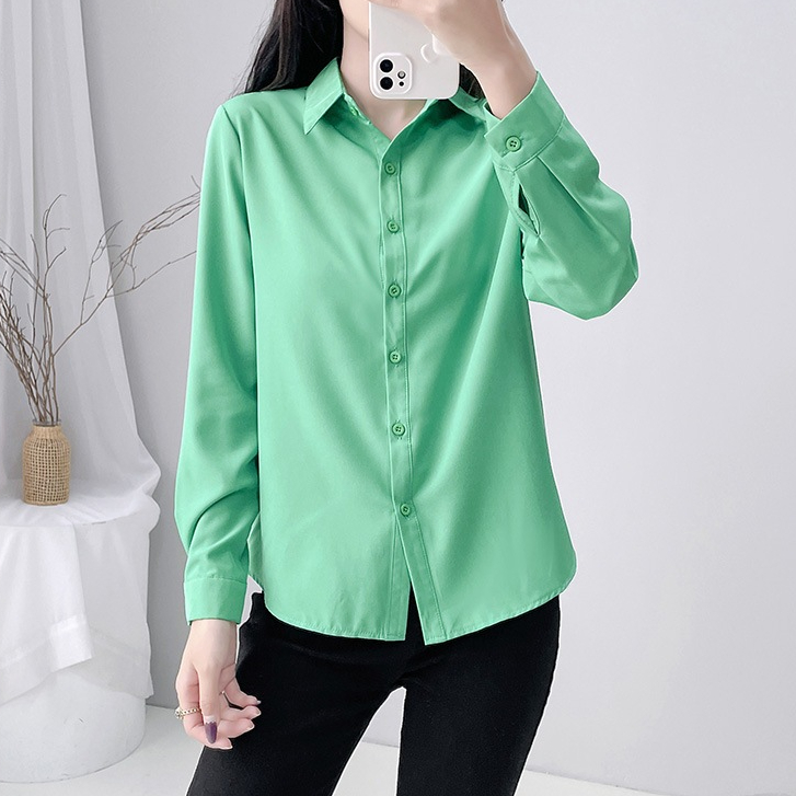 8 màu s-3xl Áo Sơ Mi Trắng Tay Dài Nữ Công Sở Chuyên Nghiệp Nữ Trang Trọng Quần Áo Làm Việc Kích Thước Nhỏ Áo Sơ Mi Nữ