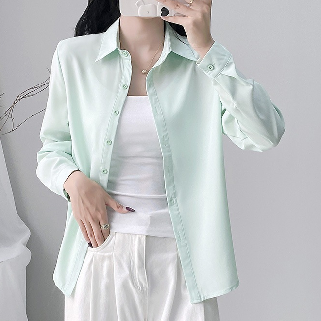 8 màu s-3xl Áo Sơ Mi Trắng Tay Dài Nữ Công Sở Chuyên Nghiệp Nữ Trang Trọng Quần Áo Làm Việc Kích Thước Nhỏ Áo Sơ Mi Nữ