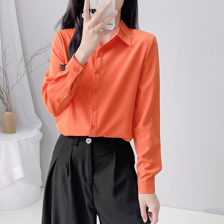 8 màu s-3xl Áo Sơ Mi Trắng Tay Dài Nữ Công Sở Chuyên Nghiệp Nữ Trang Trọng Quần Áo Làm Việc Kích Thước Nhỏ Áo Sơ Mi Nữ