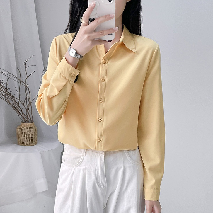 6 màu s-5xl Xanh Mới Trắng Áo Sơ Mi Nữ Tay Dài Đáy Mỏng Phù Hợp Với Chuyên Nghiệp