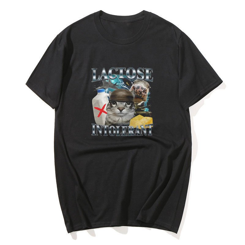 Áo Thun Cotton Nam/Nữ Phong Cách Retro Với Họa Tiết Mèo Meme Ngộ Nghĩnh, Quá Khổ, Thích Hợp Mặc Thời Trang Mọi Lứa Tuổi
