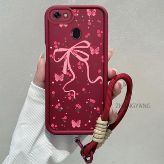 Ốp Lưng Cho OPPO F7 F5 Thẩm Mỹ Thiết Kế Mới Họa Tiết Hoa Và Bướm Silicon TPU Điện Thoại Chống Sốc Dây Buộc Miễn Phí