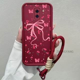 Ốp Lưng Dành Cho Samsung J6 Plus 2018 J6 Plus J6 Prime Thẩm Mỹ Thiết Kế Mới Họa Tiết Hoa Và Bướm Silicon TPU Vỏ Điện Thoại Chống Sốc Dây Buộc Miễn Phí
