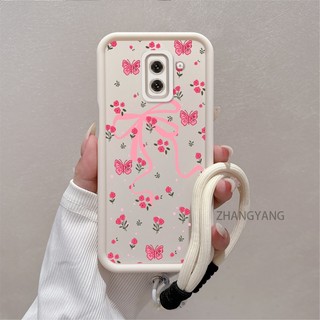 Ốp Lưng Dành Cho Samsung J6 Plus 2018 J6 Plus J6 Prime Thẩm Mỹ Thiết Kế Mới Họa Tiết Hoa Và Bướm Silicon TPU Vỏ Điện Thoại Chống Sốc Dây Buộc Miễn Phí
