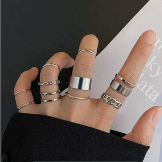 Bộ 10 Nhẫn Kết Hợp Nhẫn Vàng Bạc