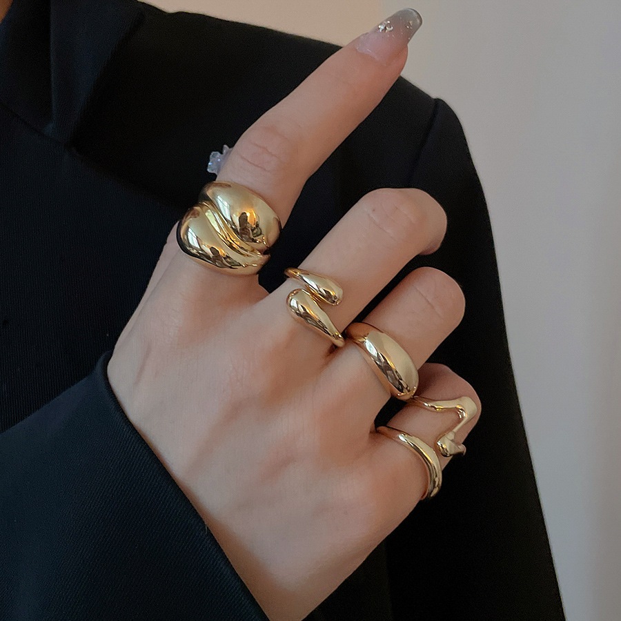 Nhẫn Mở Bóng Không Đều, Thiết Kế Đơn Giản Phong Cách Châu Âu & Mỹ, Sang Trọng Cho Phụ Nữ