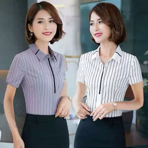 Áo Sơ Mi Chiffon Kẻ Sọc Trắng Đen Thời Trang Cho Nữ