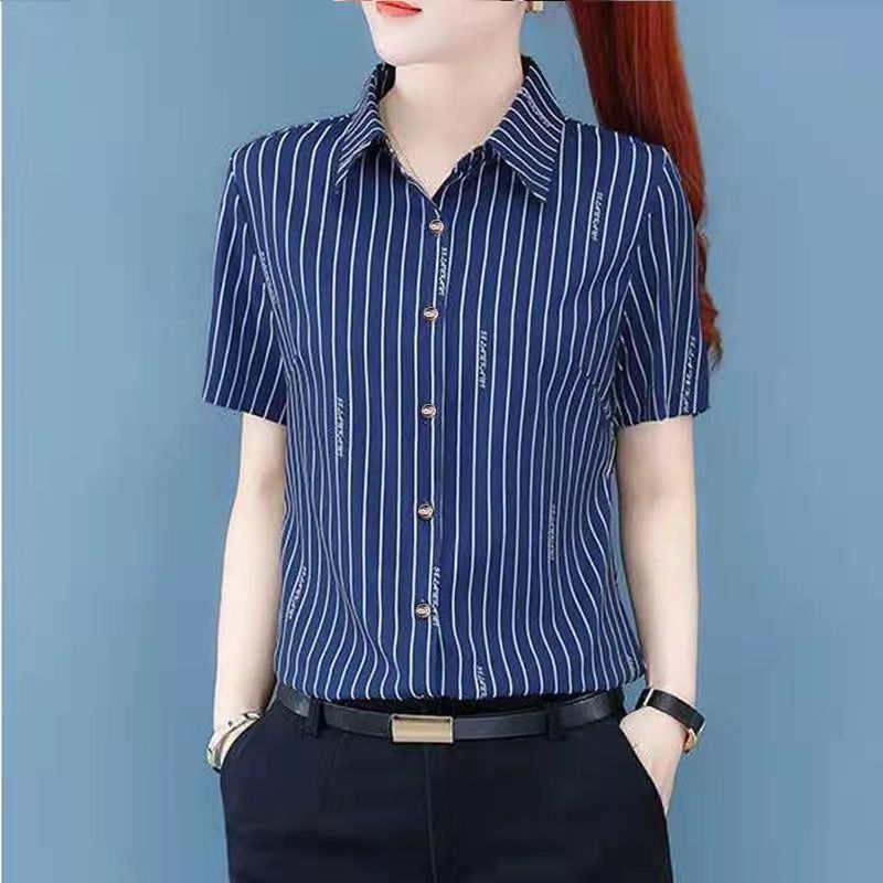Áo Sơ Mi Chiffon Kẻ Sọc Trắng Đen Thời Trang Cho Nữ