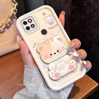 Ốp Lưng Cho OPPO A15 A15s Thẩm Mỹ Gấu Xoay Chân Đế Thiết Kế Mới Vỏ Điện Thoại Silicon Chống Sốc TPU Mềm