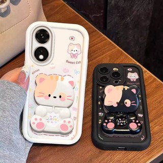 Ốp Lưng Cho OPPO A17 A17K A38 4G A18 4G Thẩm Mỹ Gấu Xoay Chân Đế Thiết Kế Mới Vỏ Điện Thoại Silicon Chống Sốc TPU Mềm