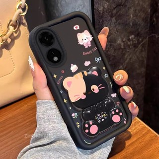 Ốp Lưng Cho OPPO A17 A17K A38 4G A18 4G Thẩm Mỹ Gấu Xoay Chân Đế Thiết Kế Mới Vỏ Điện Thoại Silicon Chống Sốc TPU Mềm