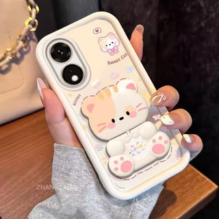 Ốp Lưng Cho OPPO A17 A17K A38 4G A18 4G Thẩm Mỹ Gấu Xoay Chân Đế Thiết Kế Mới Vỏ Điện Thoại Silicon Chống Sốc TPU Mềm