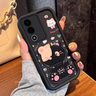 Ốp Lưng Cho OPPO A3 Pro 5G A5 Thẩm Mỹ Gấu Xoay Chân Đế Thiết Kế Mới Vỏ Điện Thoại Silicon Chống Sốc TPU Mềm