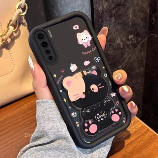 Ốp Lưng Cho OPPO Reno 3 Thẩm Mỹ Gấu Xoay Đứng Thiết Kế Mới Vỏ Điện Thoại Silicon Chống Sốc TPU Mềm