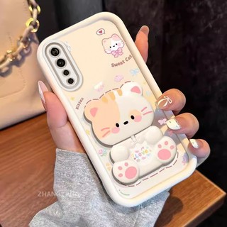 Ốp Lưng Cho OPPO Reno 3 Thẩm Mỹ Gấu Xoay Đứng Thiết Kế Mới Vỏ Điện Thoại Silicon Chống Sốc TPU Mềm