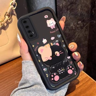 Ốp Lưng Cho Realme 7 Thẩm Mỹ Gấu Xoay Đứng Thiết Kế Mới Vỏ Điện Thoại Silicon Chống Sốc TPU Mềm