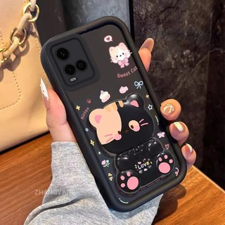 Ốp Lưng Dành Cho vivo Y21 Y21s Y33s 4G Y21a y21t Chân Đế Xoay Gấu Thẩm Mỹ Thiết Kế Mới Vỏ Điện Thoại Silicon TPU Mềm Chống Sốc