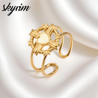 SKYRIM Nhẫn Chữ thập Vàng 18K, thép không gỉ, điều chỉnh được, trang sức sang trọng cho nữ