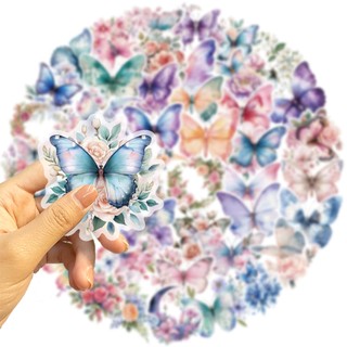 Bộ 50 PET Trong Suốt Bướm Dán Hoa DIY Đảng Hành Lý Trang Trí Dán