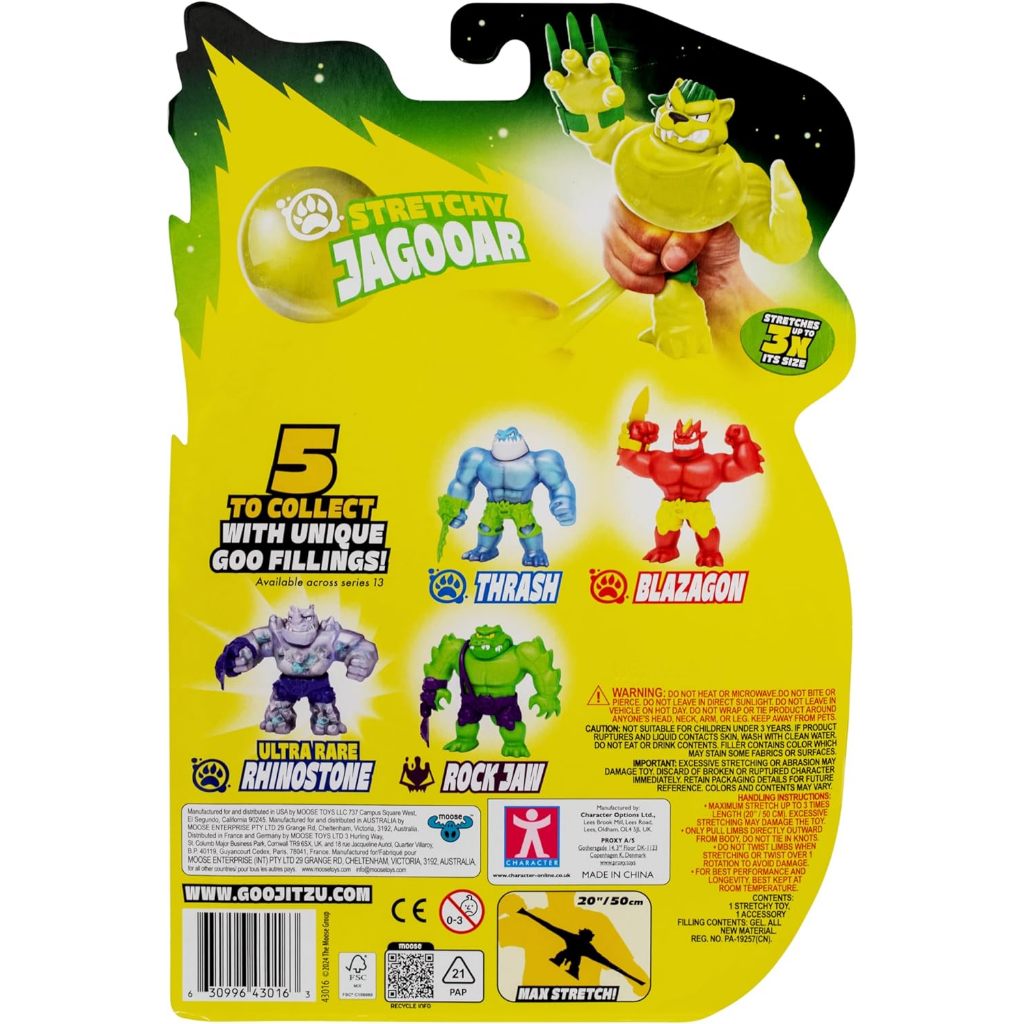 Heroes of Goo Jit Zu Meteor Madness, Nhân vật hành động Jagooar co giãn, với Găng tay chiến đấu Goo Filling & Meteor co giãn độc đáo, Đồ chơi giác quan co giãn lên tới 3X Kích thước của nó
