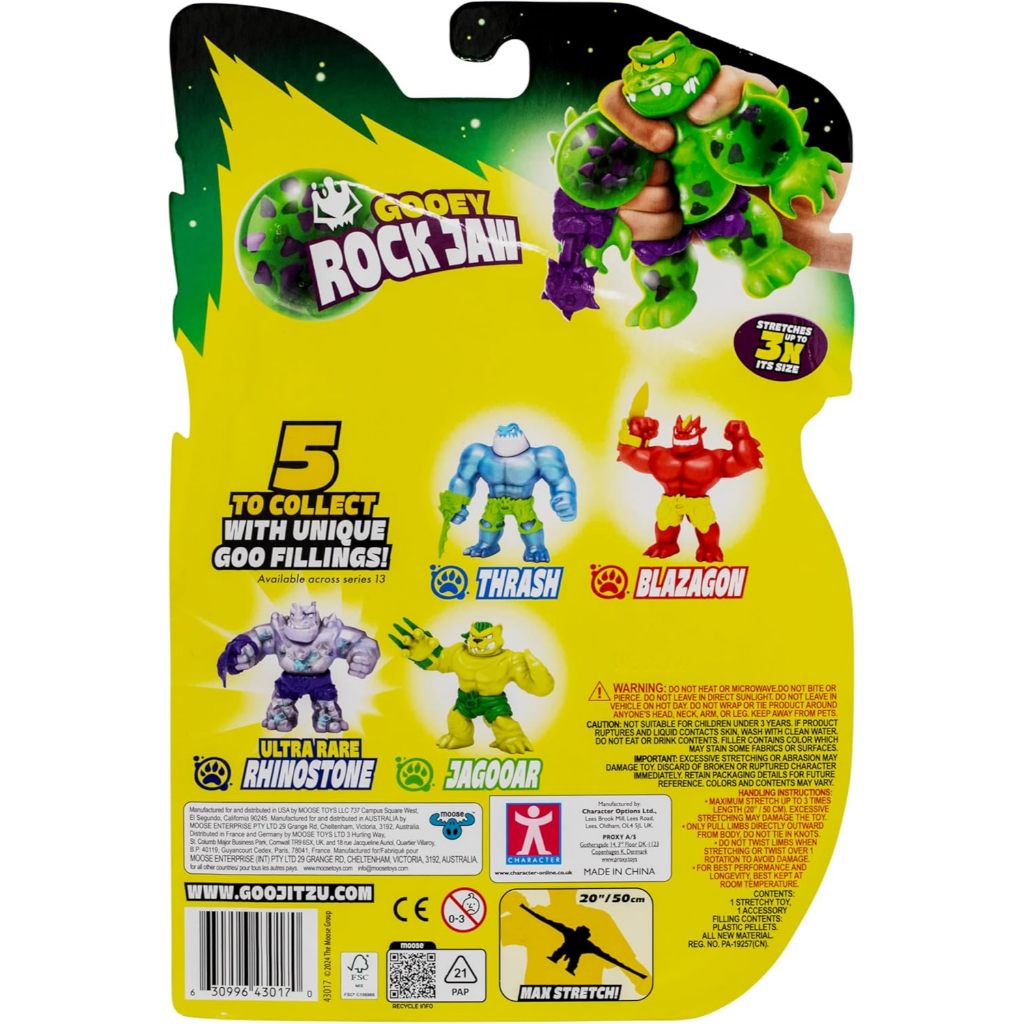 Heroes of Goo Jit Zu Meteor Madness, Nhân vật hành động hàm đá co giãn, với găng tay chiến đấu Gooey Filling & Meteor độc đáo, đồ chơi giác quan co giãn lên tới 3X Kích thước của nó