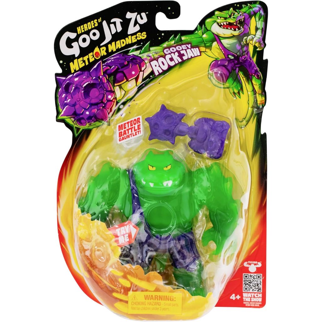 Heroes of Goo Jit Zu Meteor Madness, Nhân vật hành động hàm đá co giãn, với găng tay chiến đấu Gooey Filling & Meteor độc đáo, đồ chơi giác quan co giãn lên tới 3X Kích thước của nó
