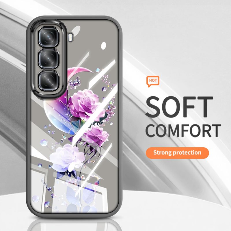 YBD Trong Suốt Ốp Lưng Điện Thoại Infinix HOT 60i Hot 70 60 Pro Plus X6895 X6726 X6728B X6885 X6886 Hoa Mơ Mộng Bướm Hoa Hồng Silicon Mềm Thời Trang
