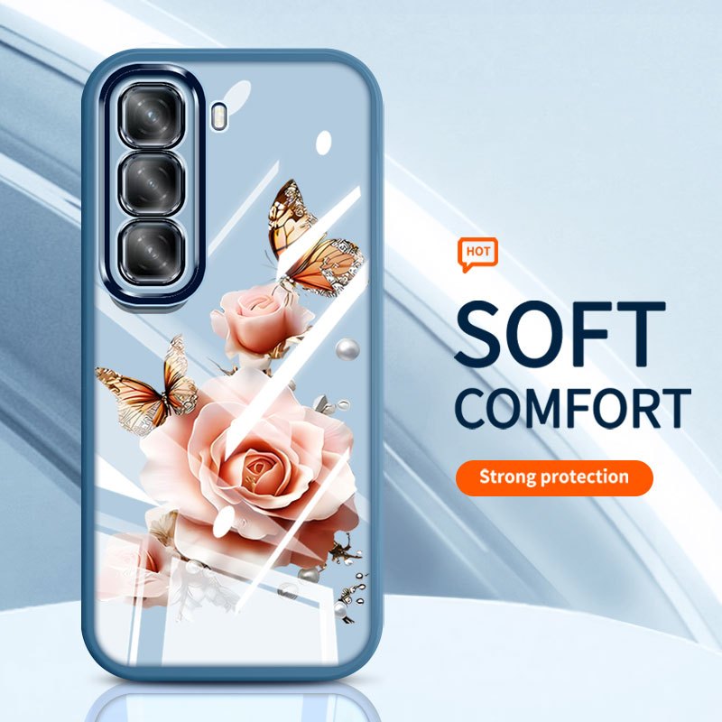 YBD Trong Suốt Ốp Lưng Điện Thoại Infinix HOT 60i Hot 70 60 Pro Plus X6895 X6726 X6728B X6885 X6886 Hoa Mơ Mộng Bướm Hoa Hồng Silicon Mềm Thời Trang