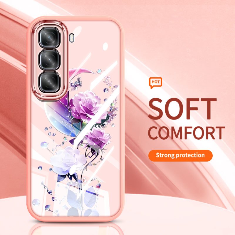 YBD Trong Suốt Ốp Lưng Điện Thoại Infinix HOT 60i Hot 70 60 Pro Plus X6895 X6726 X6728B X6885 X6886 Hoa Mơ Mộng Bướm Hoa Hồng Silicon Mềm Thời Trang