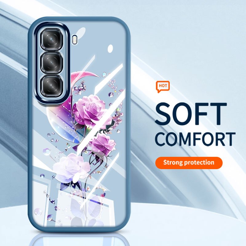 YBD Trong Suốt Ốp Lưng Điện Thoại Infinix HOT 60i Hot 70 60 Pro Plus X6895 X6726 X6728B X6885 X6886 Hoa Mơ Mộng Bướm Hoa Hồng Silicon Mềm Thời Trang