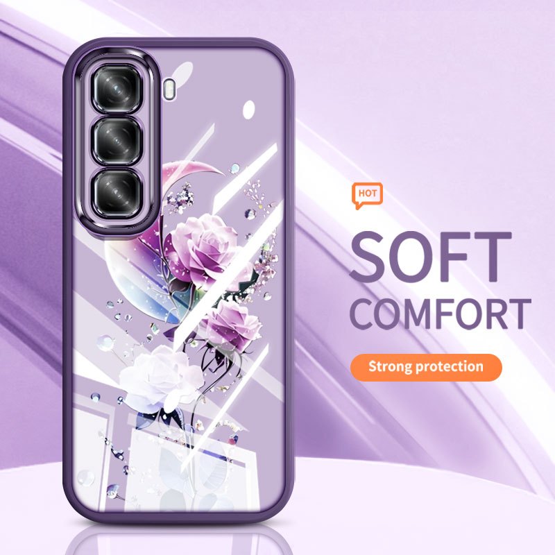YBD Trong Suốt Ốp Lưng Điện Thoại Infinix HOT 60i Hot 70 60 Pro Plus X6895 X6726 X6728B X6885 X6886 Hoa Mơ Mộng Bướm Hoa Hồng Silicon Mềm Thời Trang