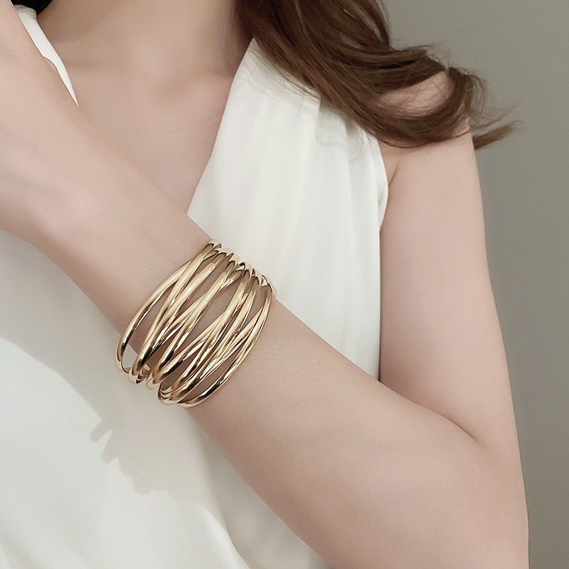 Vòng tay mở dây kim loại, cá tính cao cấp, phụ kiện thời trang đơn giản