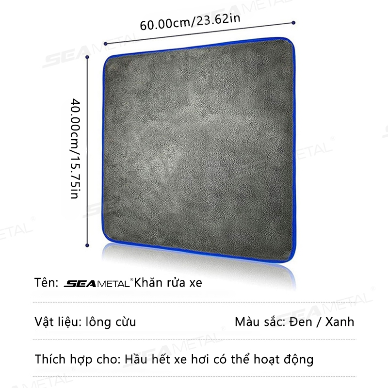 SEAMETAL Dày Lông Cừu San Hô 1200gsm Khăn Vệ Sinh Ô Tô Siêu Thấm Hút Microfiber Vải Vệ Sinh Nhà Cửa Sổ Chi Tiết Rag