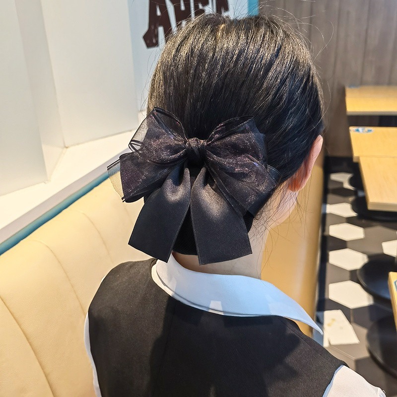 Nơ tóc lưới kẹp thời trang thanh lịch, phù hợp cho bun và snood, phụ kiện tóc nhẹ nhàng dành cho nữ
