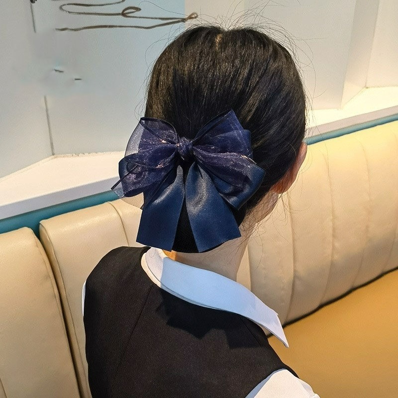 Nơ tóc lưới kẹp thời trang thanh lịch, phù hợp cho bun và snood, phụ kiện tóc nhẹ nhàng dành cho nữ