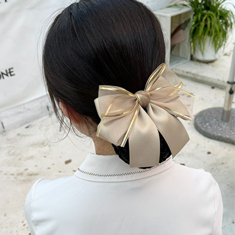Nơ tóc lưới kẹp thời trang thanh lịch, phù hợp cho bun và snood, phụ kiện tóc nhẹ nhàng dành cho nữ