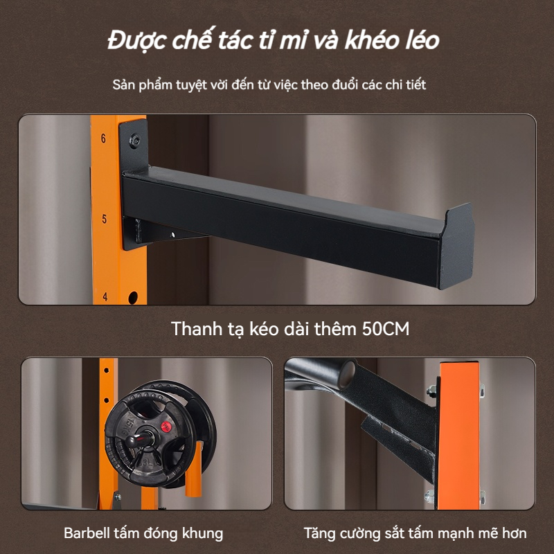 Khung rack,gánh tạ đòn,Squat đa năng điều chỉnh chiều cao 2.20m - ống thép dày 2mm chịu tải 300kg