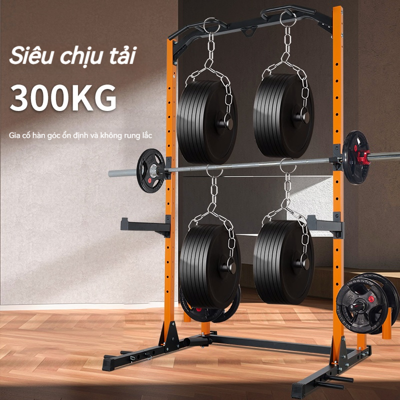 Khung rack,gánh tạ đòn,Squat đa năng điều chỉnh chiều cao 2.20m - ống thép dày 2mm chịu tải 300kg