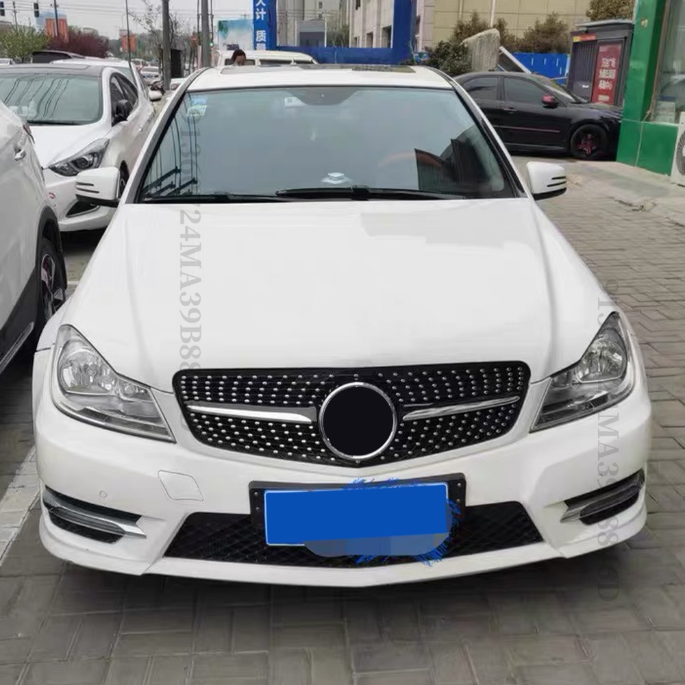 Lưới tản nhiệt cản trước phong cách kim cương cho Mercedes Benz C lớp W204 2007 2008 2009 2010 2011 2012 2013 2014 và A204 C204 Coupe Phụ kiện điều chỉnh đầu vào