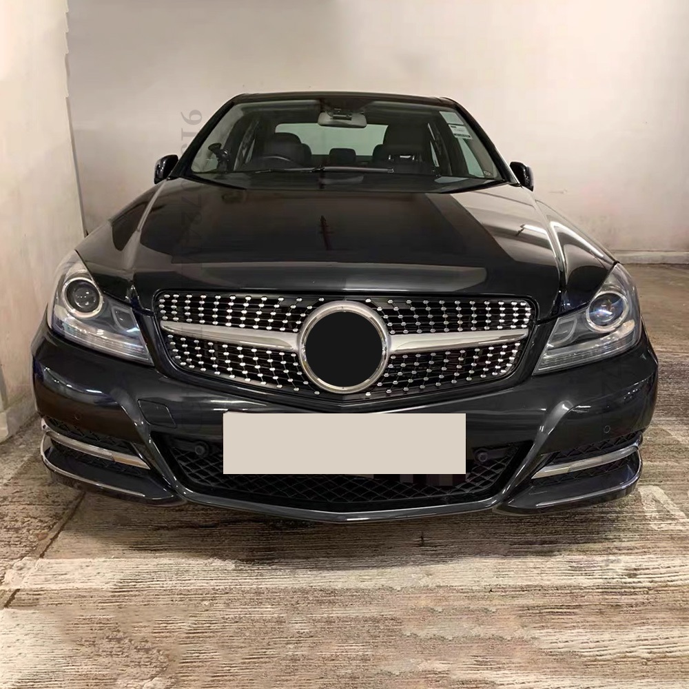 Lưới tản nhiệt cản trước phong cách kim cương cho Mercedes Benz C lớp W204 2007 2008 2009 2010 2011 2012 2013 2014 và A204 C204 Coupe Phụ kiện điều chỉnh đầu vào