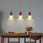 Đèn chùm trần thủy tinh thẩm mỹ hậu hiện đại có đầu đèn bằng gỗ, đèn mặt dây chuyền ăn uống Led cổ điển, cho quầy Bar, nhà hàng Lẩu trang trí thương mại — ảnh 4