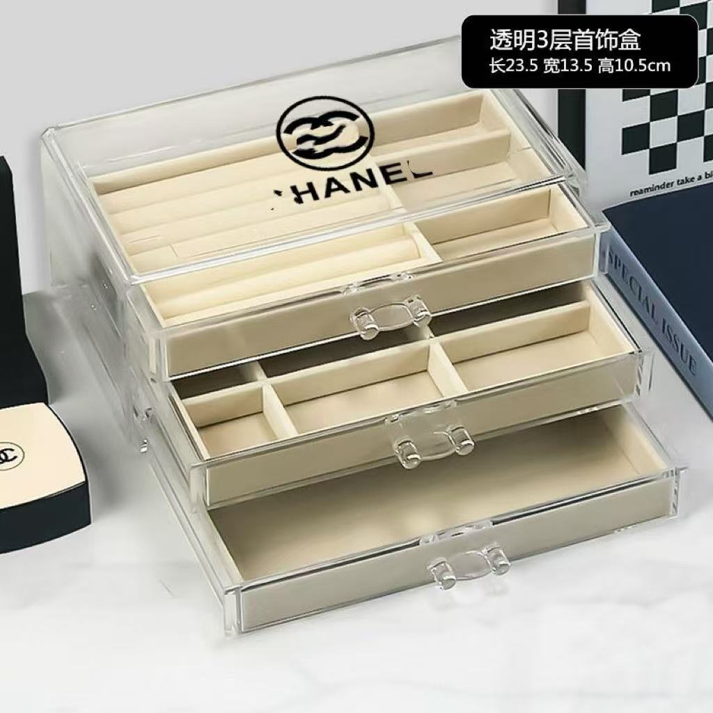 Hộp đựng trang sức nhiều lớp trong suốt Hộp đựng trang sức nhiều lớp chống oxy hóa Acrylic Hộp đựng nhẫn loại ngăn kéo Vòng cổ chống bụi Bông tai Hộp trưng bày phân loại Hộp sắp xếp
