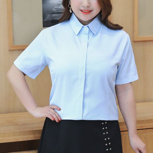 Của Tôi 4 Màu size m10XL 4 Màu Tay Ngắn Mới Trắng Đen Hồng Xanh Áo Sơ Mi Nữ Slim Chuyên Nghiệp Áo Sơ Mi