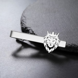 Kẹp cà vạt hình Đầu Sư Tử Vàng, Thép Không Gỉ, 19x25mm