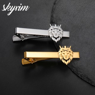 Kẹp cà vạt hình Đầu Sư Tử Vàng, Thép Không Gỉ, 19x25mm